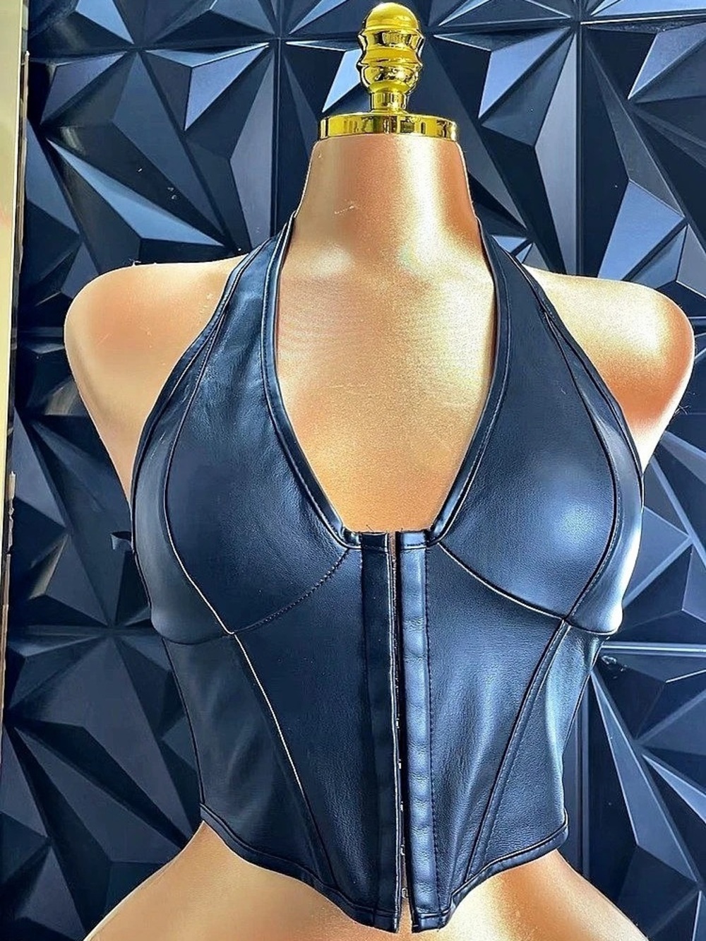Black Lace-Up Corset Top